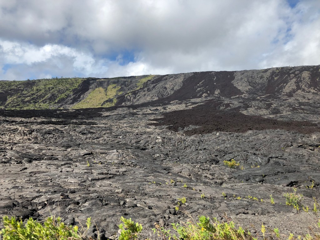 diverse Graustufen zeigen das Alter des erkalteten Lavaflusses an